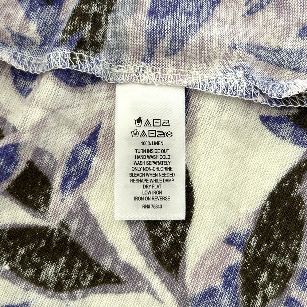 C & C California Large Purple Multicolor 100% Linen Short Cap Sleeves Top NWOT - Picture 10 of 11